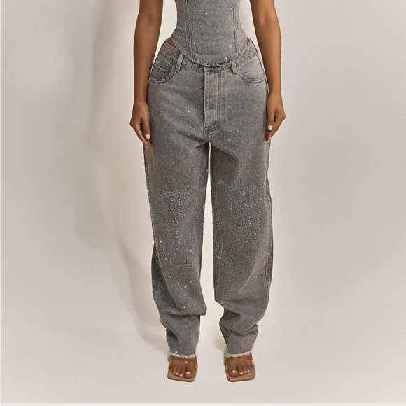 Mars The Label- Grey Rhinestone Jeans - Picture 5 of 5